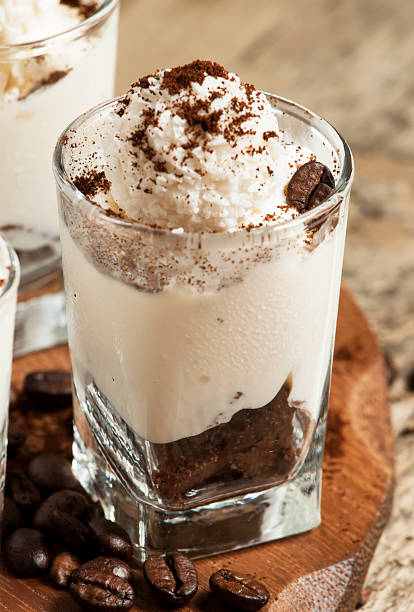 istock Tasty dessert with ice cream, chocolate and coffee, selective fo 474523198