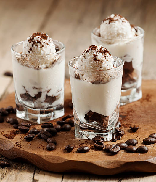 istock Tasty dessert with ice cream, chocolate and coffee, selective fo 474523496