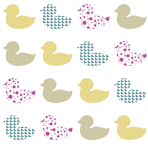 Textured ducks pattern vector art illustration