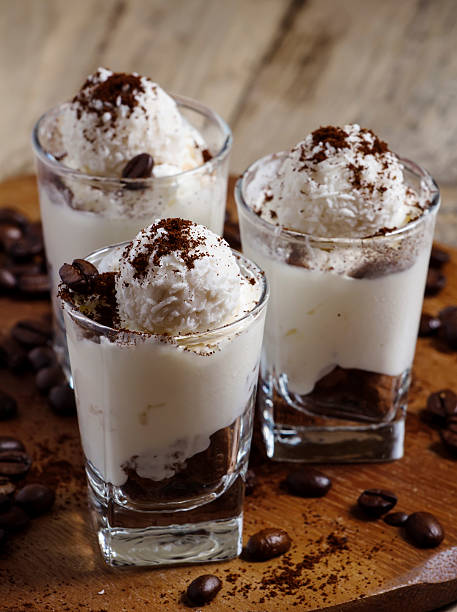 istock Tasty dessert with ice cream, chocolate and coffee, selective fo 474525852