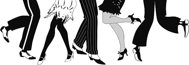 ilustraciones, imágenes clip art, dibujos animados e iconos de stock de siluetas de los bailarines de charleston piernas - 1920s style illustrations