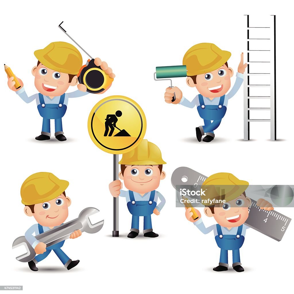 People Set - Profession - Builder with tool Adult stock vector