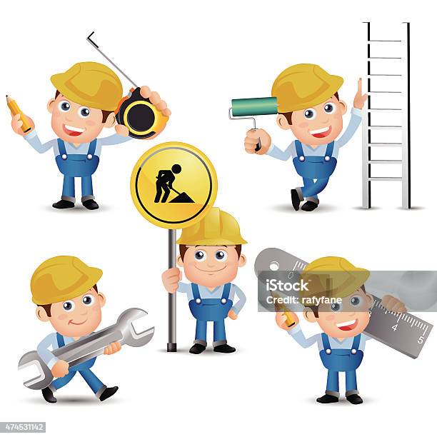 People Set Profession Builder With Tool Stock Illustration - Download Image Now - Adult, Adults Only, Architect