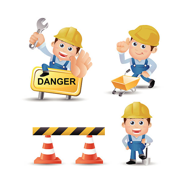 People Set - Profession - Builders with tools People Set - Profession - Builders with tools hardhat roadblock boundary barricade stock illustrations