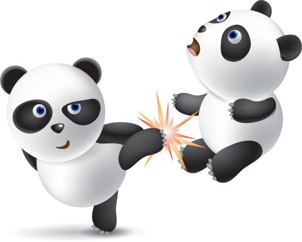 Powerful Panda Gradient and transparent effect used. are panda bears aggressive stock illustrations