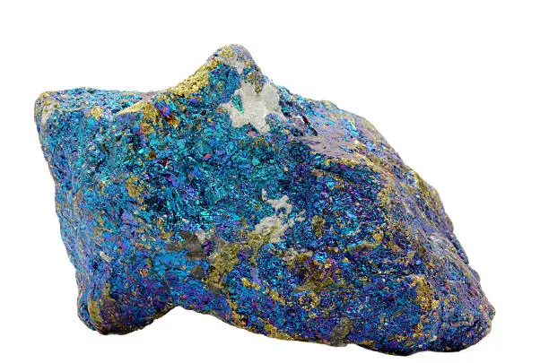 Sample of a beautiful Chalcopyrite - Bornite speciment isolated on white background