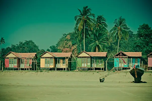 Photo of holiday bungalows on stilts Agonda beach, Goa