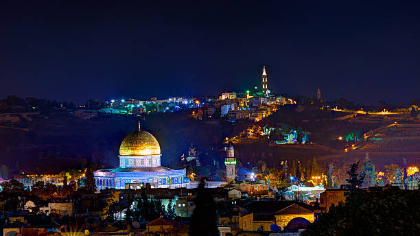иерусалим в ночь с мечеть аль-акса - jerusalem israeli culture israel night стоковые фото и изображения