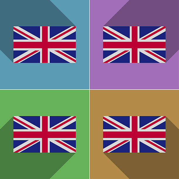 Flags of United Kingdom. Set of colors flat design and long shadows.  illustration