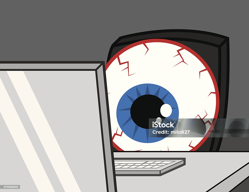 Computer Schreibtisch Eye Bloodshot - Lizenzfrei Augenirritation Vektorgrafik