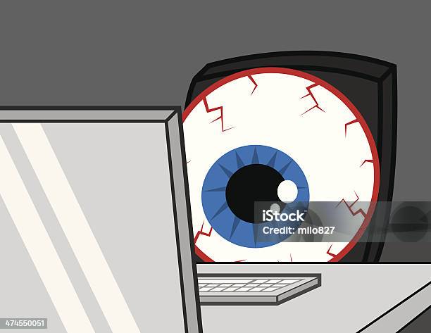 Computer Schreibtisch Eye Bloodshot Stock Vektor Art und mehr Bilder von Augenirritation - Augenirritation, Auge, Müde