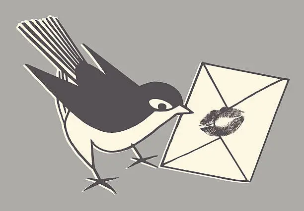 Vector illustration of Bird With Love Letter