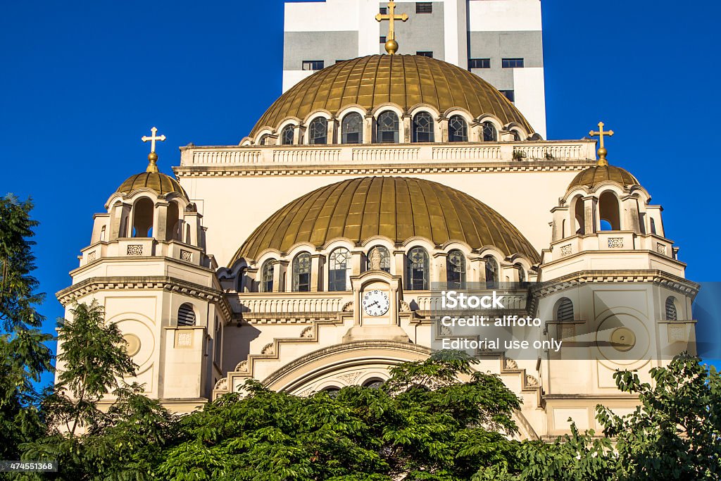 Metropolitan Orthodox Cathedral Sao Paulo, Brazil, May 07,, 2013: Facade of Metropolitan Orthodox Cathedral. The Eastern Orthodox church, dedicated to of St. Paul, is home to the Antiochian Orthodox Catholic Archdiocese Sao Paulo, Brazil Cathedral Stock Photo