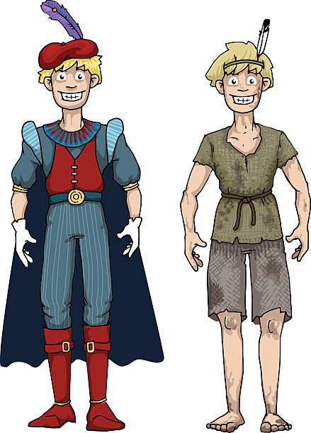 ilustraciones, imágenes clip art, dibujos animados e iconos de stock de príncipe y mendigo, boy caracteres - chicos adolescentes