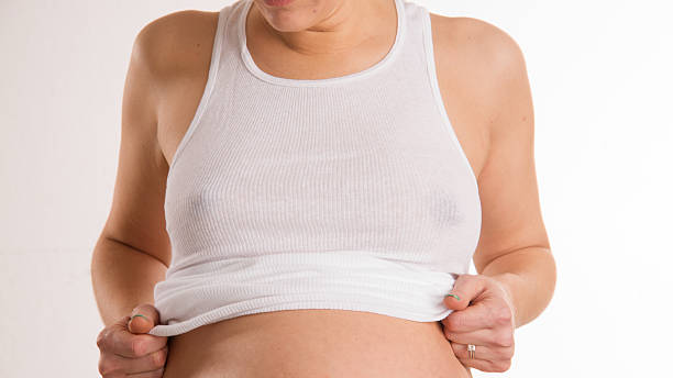Pregnant Woman Braless Breasts Wearing White Wife Beater Tank Top Stock  Photo by ©cboswell 66902115