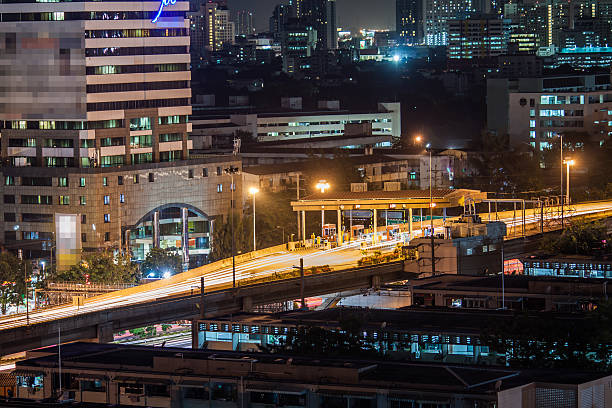 istock Night time of toll express way station 474557640