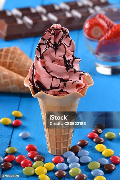 The Ice Cream Cone At Party Stock Photo - Download Image Now - 2015, Candy, Caramel