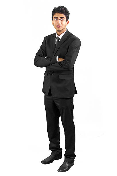 Smiling business man. Young business man standing crossed arm. full lenght, isolated on white asian suit man cross hand stock pictures, royalty-free photos & images