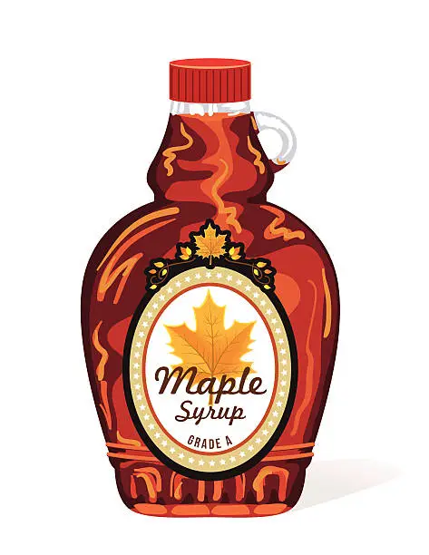 Vector illustration of Glass Bottle Of Real Maple Syrup