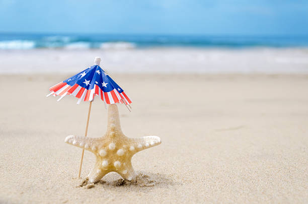 istock Patriotic USA background with starfishes 474562246