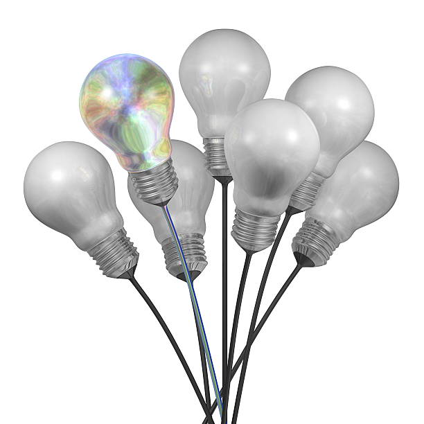 istock Bouquet of many white light bulbs and a pearl one 474563283