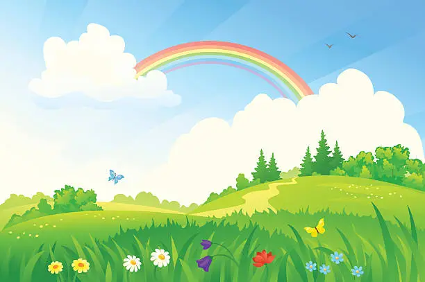 Vector illustration of Summer rainbow