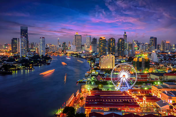 paesaggio urbano di bangkok - bangkok thailand skyline night foto e immagini stock