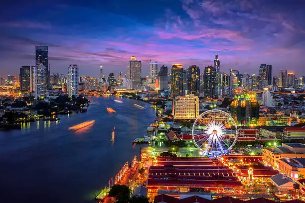 Bangkok cityscape. Bangkok night view in the business district. at twilight