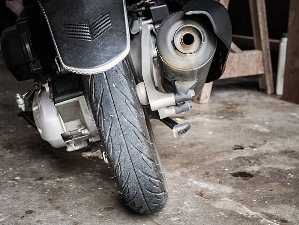 istock Close up the rear side of motorcycle 474565186