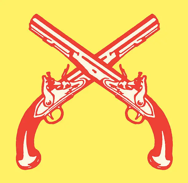 Vector illustration of Guns Crossed