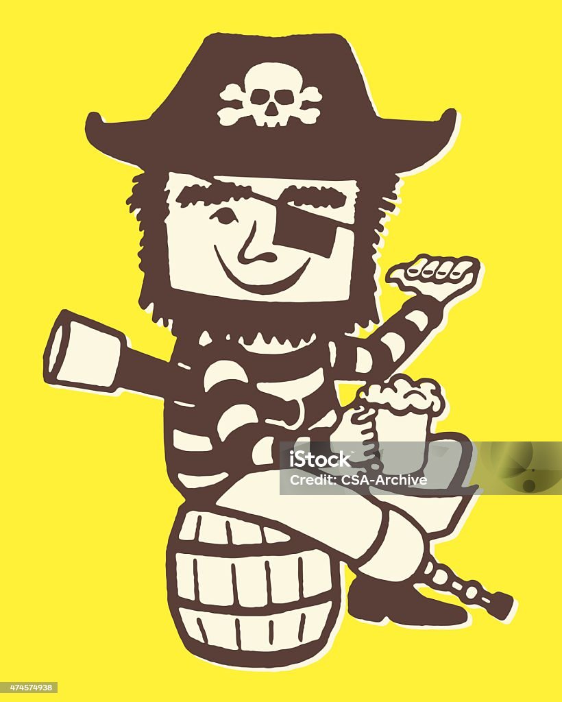 Pirate bebiendo cerveza - arte vectorial de Pirata libre de derechos