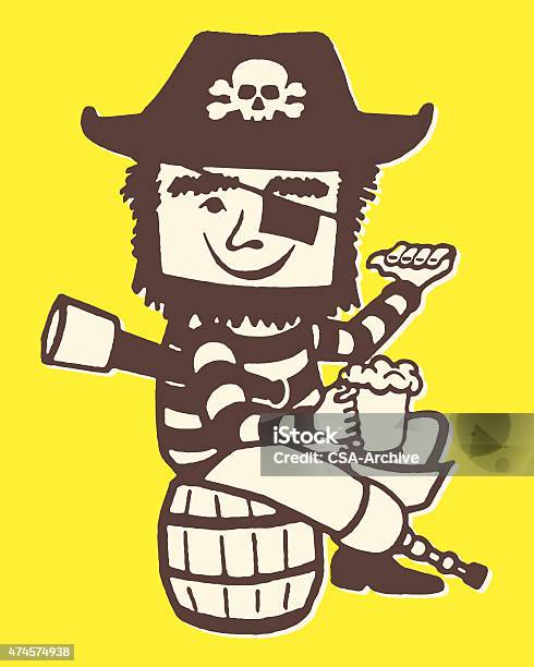 Ilustración de Pirate Bebiendo Cerveza y más Vectores Libres de Derechos de Pirata - Pirata, Catalejo, 2015