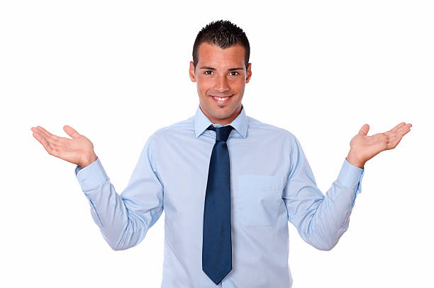 istock Gorgeous man holding up his palms and smiling 474577435