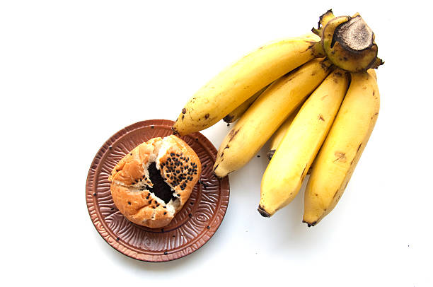 Bananas lies on white background