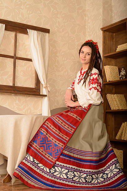istock young woman in Slavic Belarusian national original suit studio 474582190