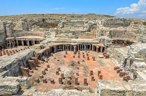 Ruins of ancient town Kourion in archaeological museum on Cyprus