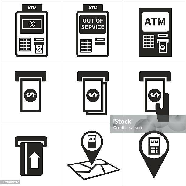 Atm Iconset Stock Vektor Art und mehr Bilder von Geldautomat - Geldautomat, Icon, Vektor