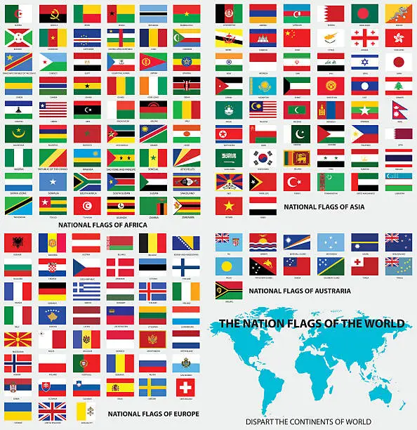 Vector illustration of National flags of the world