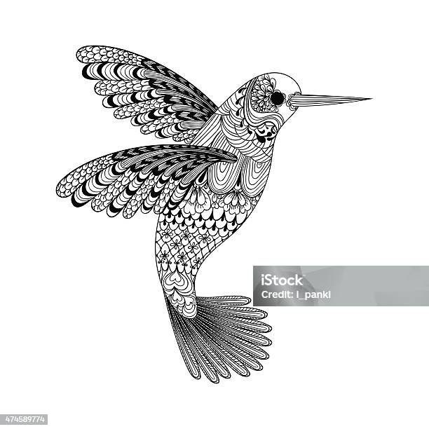 Hummingbird Hand Drawn Vector Illustra Stock Illustration - Download Image Now - Art, Hummingbird, Painted Image