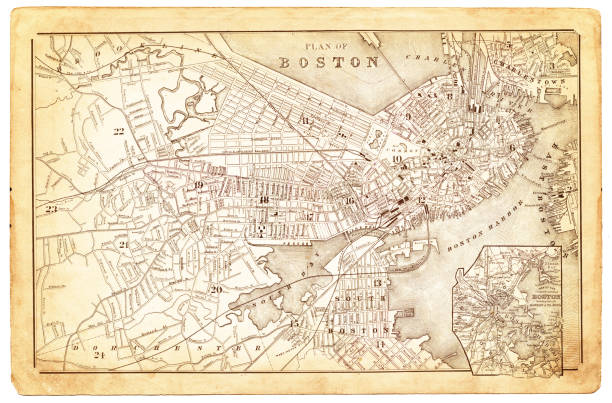 map of boston 1880 - boston 幅插畫檔、美工圖案、卡通及圖標