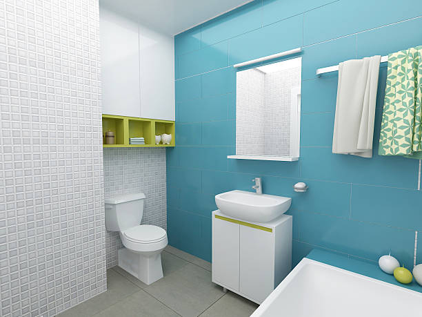 Modern colorful bathroom stock photo