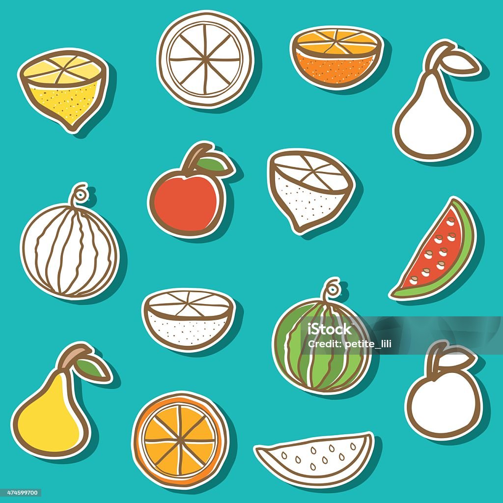 Set of stickers with hand drawn fruits Set of stickers with hand drawn fruits for your design 2015 stock vector