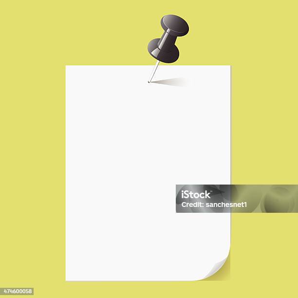 Note Pin Needle White Sticky Note With Black Pin Needle Stock Illustration - Download ...