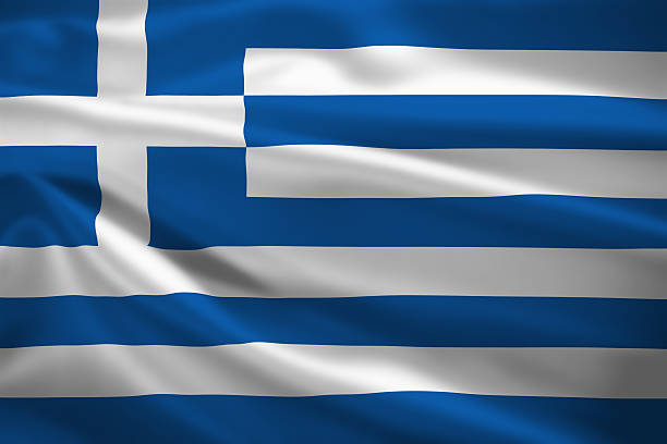 istock Greece flag blowing in the wind 474601177