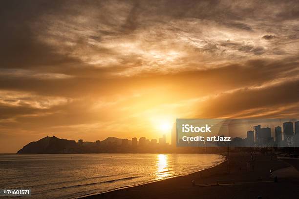 View Of Benidorm On Sunset Costa Blanca Spain Stock Photo - Download Image Now - Alicante, Alicante Province, Apartment