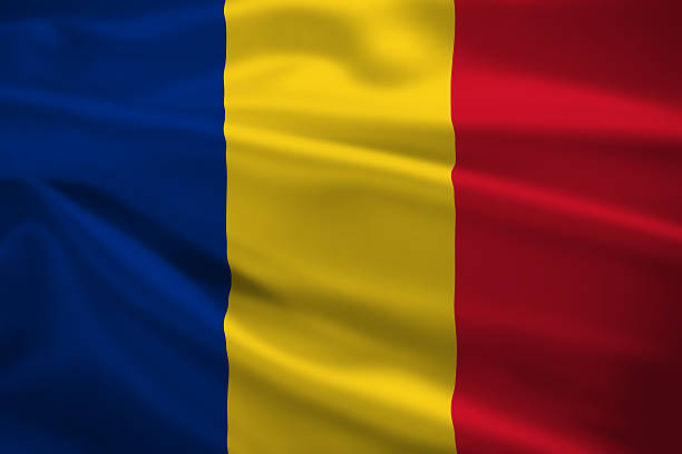 istock Romania flag blowing in the wind 474602049
