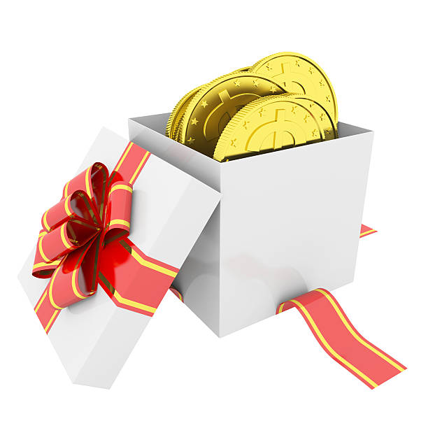 istock Gold coins in a gift box 474602147
