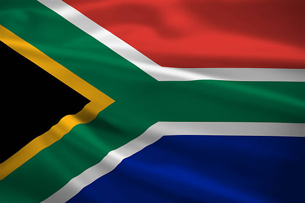 istock South Africa flag blowing in the wind 474602325