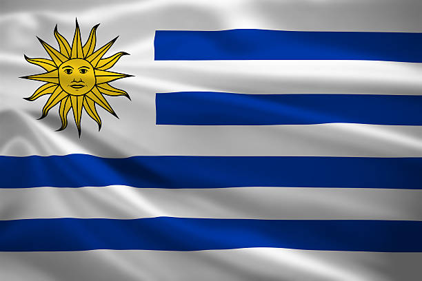 istock Uruguay flag blowing in the wind 474605053