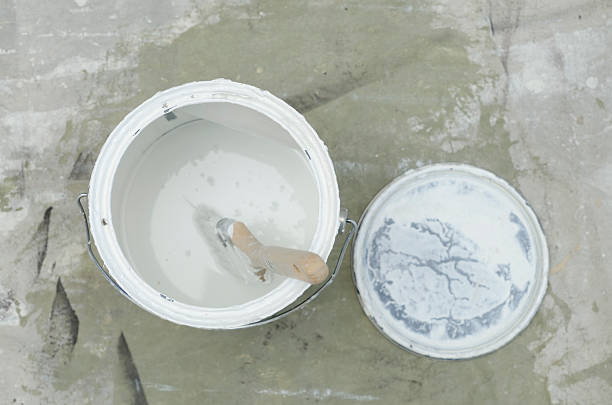 istock Paint can, lid and brush 474605627